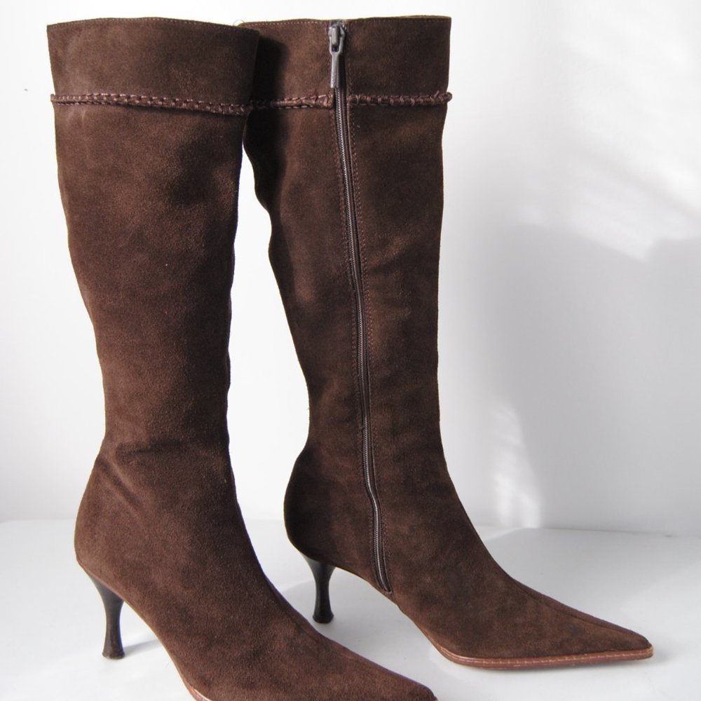 Zara Brown Suede Knee High Boots
